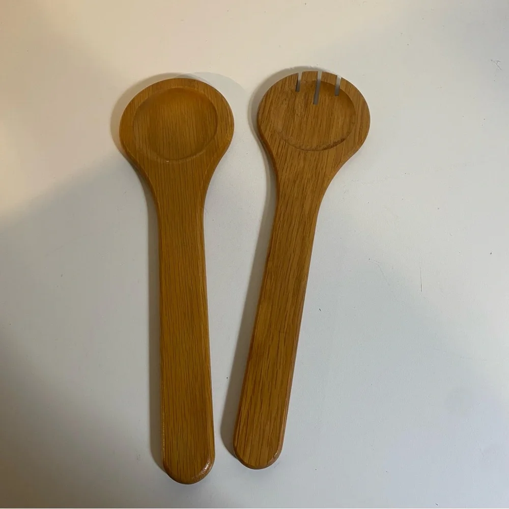 Set Of 2 Wooden Salad Servers Length 12”